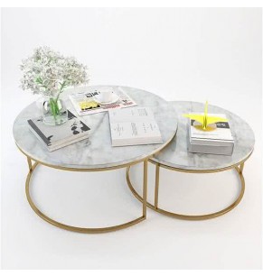Bergen Marble Nesting Tables with Brass Frame