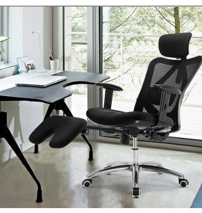 Dexter Style Ergonomic Mid-back Office Chair with foot stool