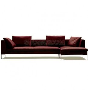 Domino Leather Feather Down Corner Sofa - L Shape