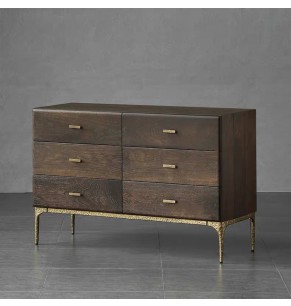 Nicolás Rustic Style Industrial 6 Drawers Sideboard