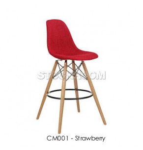 Eames DSW Style Bar Stool - Upholstered - Full Fabric