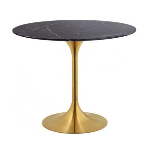 Eero Saarinen Tulip Style Dining Table with Brass Base - Marble