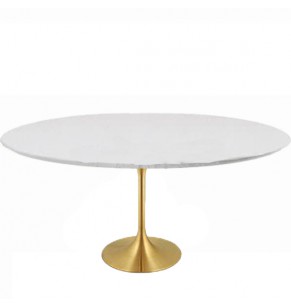 Eero Saarinen Tulip Style Oval Dining Table With Brass Base