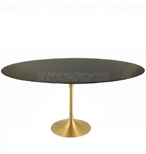 Eero Saarinen Tulip Style Oval Dining Table With Brass Base