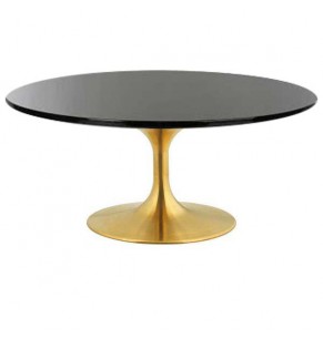 Eero Saarinen Tulip Style Round Coffee Table With Brass Base