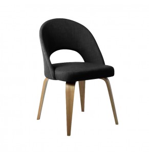 Eero Saarinen Style Executive With Wooden Leg Fabric Dining Chair