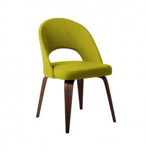 Eero Saarinen Style Executive With Wooden Leg Fabric Dining Chair