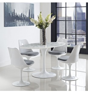 Eero Saarinen Tulip Style Mini Oval Dining Table - Marble