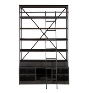 Eiffel Industrial Wide Bookshelf (with ladder)