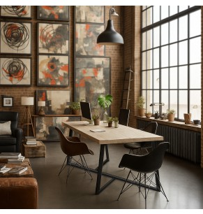 Enoch Solid Wood Industrial Loft Table