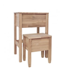 Ferdy Solid Ash Wood Table and Storage Stool Set