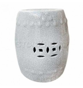 Stockroom Cracked Ceramic Pattern Drum Stool