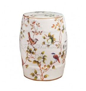 Pagoda Modern Chinese Painting Ceramic Drum Stool