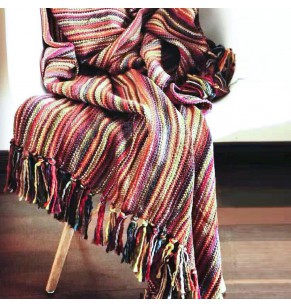 Abel Multi-Colored Stripe Woven Throw / Sofa Blanket