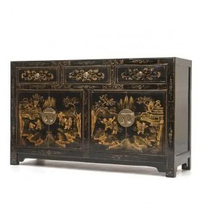 Mongolian Fine Painted Chinese Sideboard by Stockroom
