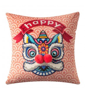 Chinese Style Lion 2 Decorative Cushion