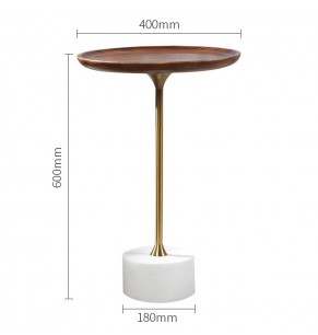 Safia Contemporary Side Table With White Marble Base - Round Top