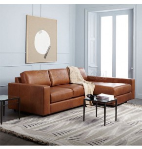 Kagan Leather Feather Down Sofa - L Shape