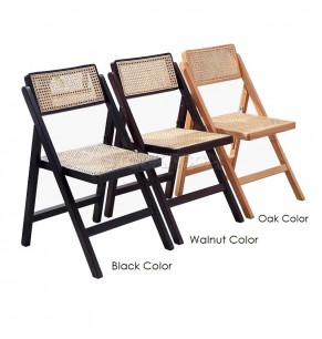 Lewis Folding Rattan & Solid Wood Chair