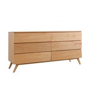 Lewis Solid Oak Wood Contemporary 6 Drawers Cabinet
