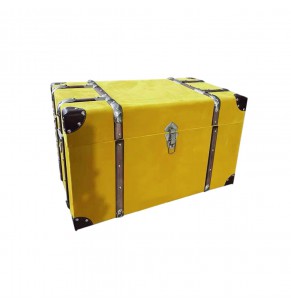 Contemporary Yellow Velvet Storage Trunk