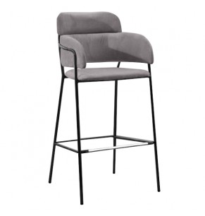 Madsen Velvet Bar Stool Chair Stool with Brass Frame