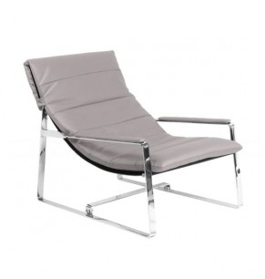 Marino Leather Chaise Lounge Chair with Steel Frame