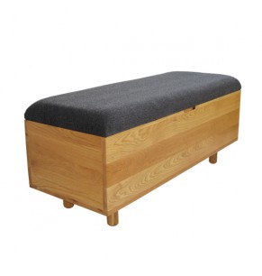 Mirella Upholstered Solid Oak Wood Storage Bench and Ottoman 