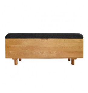 Mirella Upholstered Solid Oak Wood Storage Bench and Ottoman 