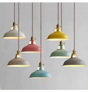 Modern Vintage Industrial Retro Loft Pendant Light in Pastel Colours 