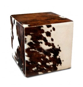 Natural Cowhide Square Ottoman