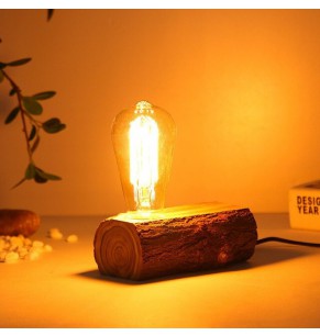 Natural Wood Log Table Lamp