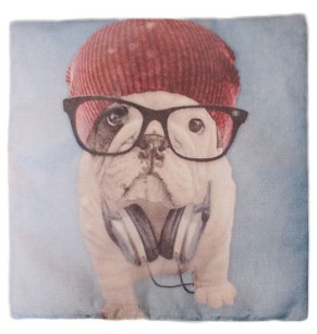 Nerdy French 2 Bulldog Cushion