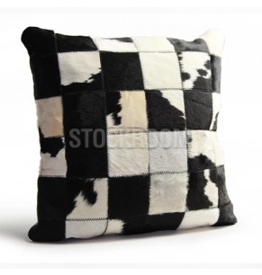 Patched Style Natural Ponyhide Cushion