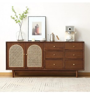 Quinn Solid Oak Wood 2 doors Sideboard with 6 drawers