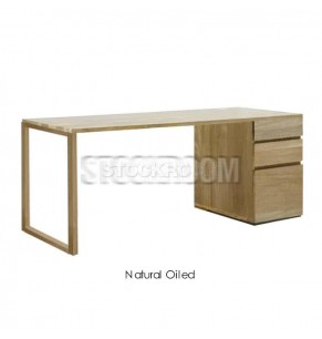 Rayford Solid Oak Wood Working Desk With Drawers