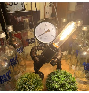 Retro Steam Punk Robot Lamp with a Water Meter