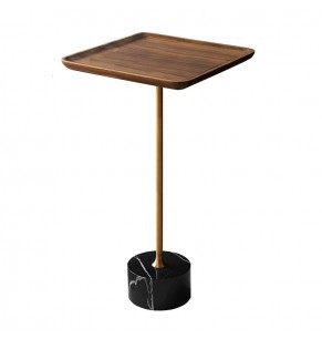 Safia Contemporary Side Table With Black Marble Base - Square Top