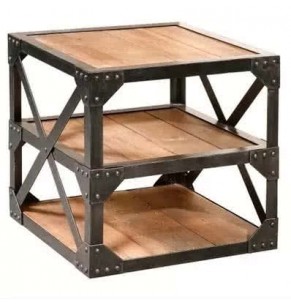 Mattias Industrial Style Side Table with storage