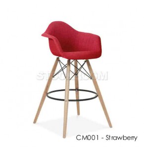 Charles Eames Upholstered DAW Style Bar Stool - Full Fabric