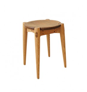 Terance Solid Oak Wood Round Stool