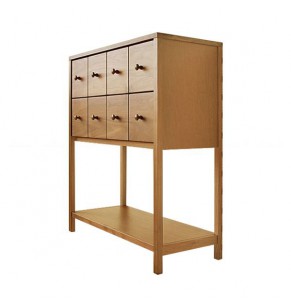 Thorsten Solid Oak Wood Console with Storage Cabinet