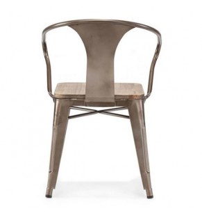 Xavier Pauchard Tolix Style Armchair - Elm Wood - Stackable Chair