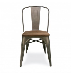 Xavier Pauchard Tolix Style Chair with Elm Seat - Stackable Dining Chair