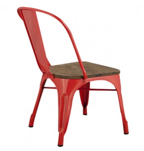 Xavier Pauchard Tolix Style Chair with Elm Seat - Stackable Dining Chair