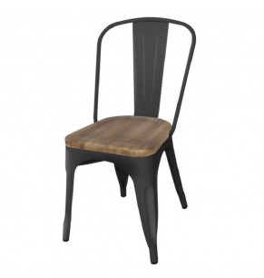 Xavier Pauchard Tolix Style Chair with Elm Seat - Stackable Dining Chair