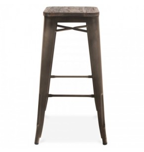 Xavier Pauchard Tolix Style Bar Stool (Wooden Top)