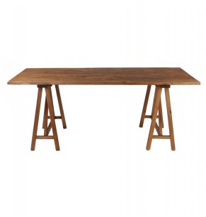 Trestle Solid Recycled Elm Wood Dining Table