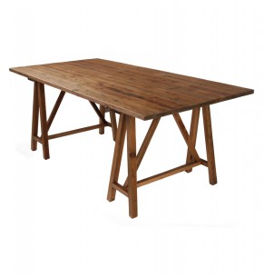 Trestle Solid Recycled Elm Wood Dining Table