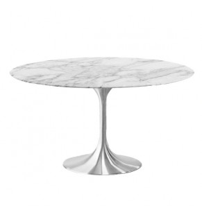 Eero Saarinen Tulip Style Dining Table with Silver Base - Marble